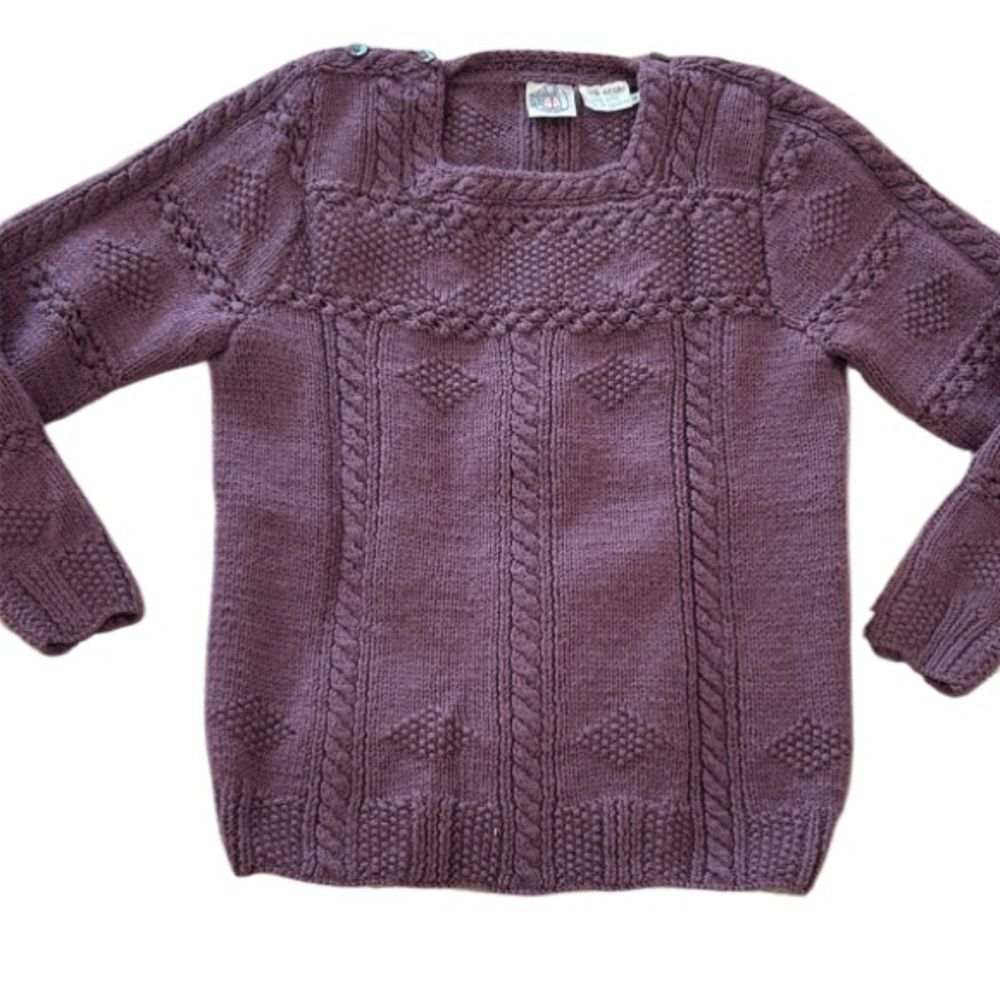 Vintage JG hook alpaca/wool sweater Purple Cable Knit Sweater size medium